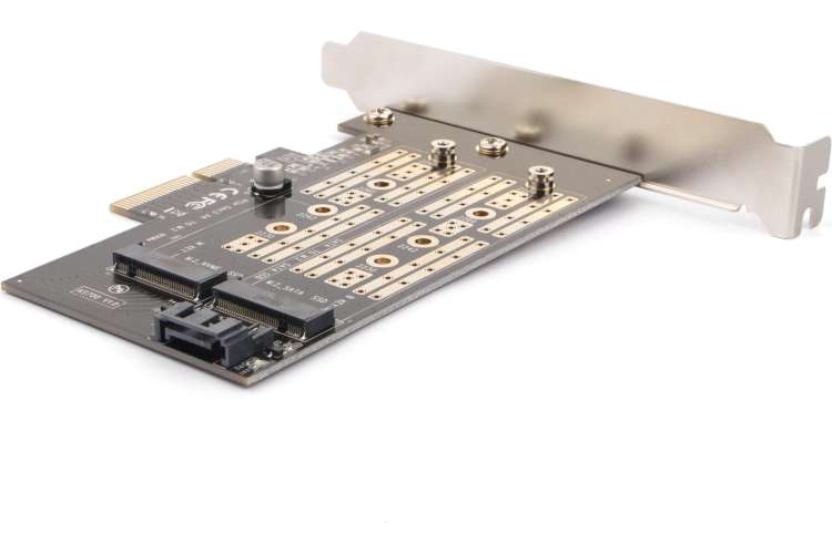 Адаптер AgeStar PCI-E для M.2 SATA SSD+M.2 NVME SSD Card, AS-MC02
