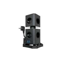 Сетевой фильтр QUMO Power Block System PD1+1 12SP5U P-0003, 9 розеток, 2500 Вт, 10A, кабель 2м 3*1 мм чистая медь, пожаробезопасный пластик, евровилка, 2 USB порта 2,4A + USB-C 30W 42088