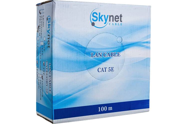 Кабель SkyNet Premium FTP indoor 4x2x0,51, медный, FLUKE TEST, кат.5e, однож., 100 м, box, серый CSP-FTP-4-CU/100