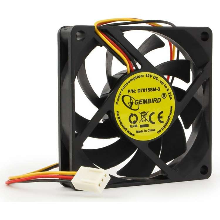 Вентилятор Gembird 70x70x15 втулка 3 pin провод 25 см D7015SM-3