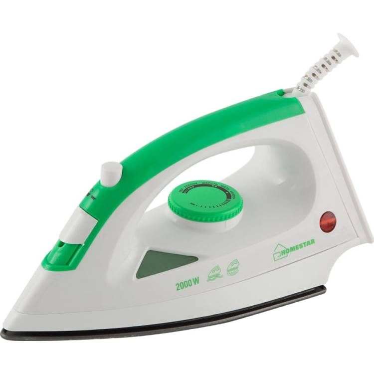 Утюг HomeStar HS-4001 бело-зеленый, 2000 Вт, пар, тефлоновая подошва 004837