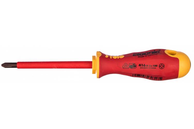 Диэлектрическая крестовая отвертка Felo Ergonic +/- H 2X 100 41620390