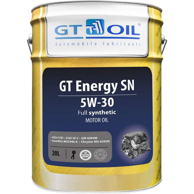 Масло Energy SN, SAE 5W30, API SN, 20 л GT OIL 8809059407967