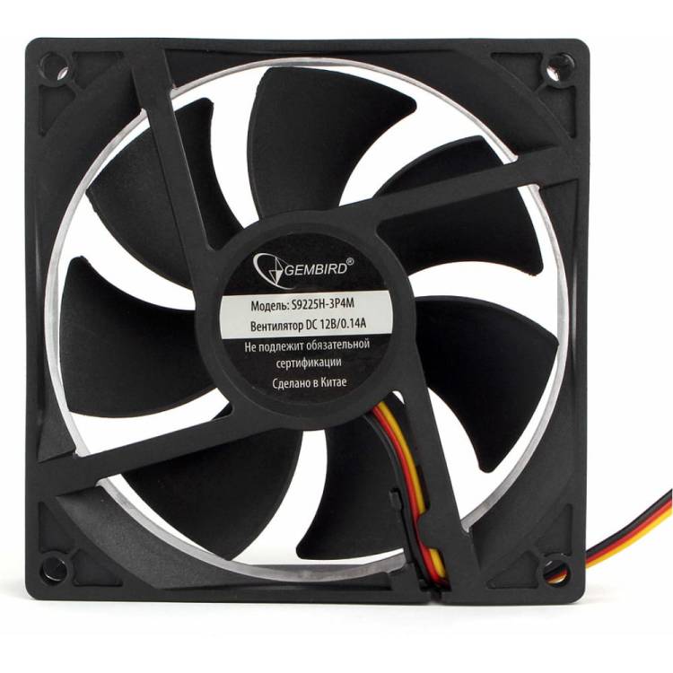 Вентилятор Gembird 92x92x25 гидрод. тихий 3 pin/4pin Molex провод 30 см S9225H-3P4M