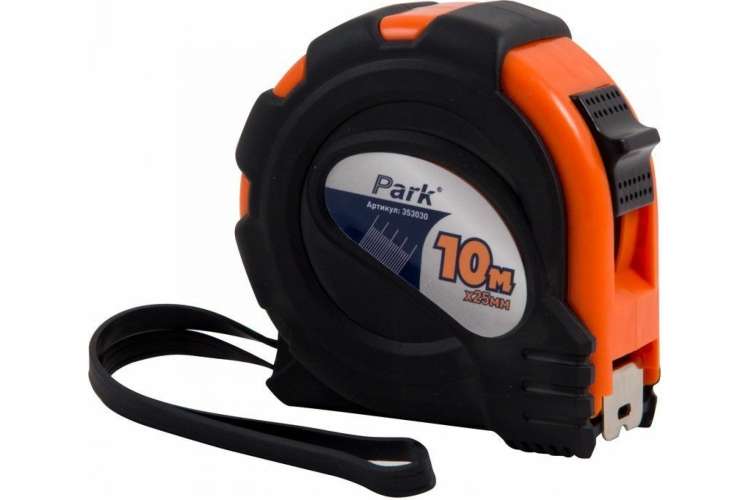 Рулетка с фиксатором Park прорезиненный корпус, 10x25мм TM30-10025 353030