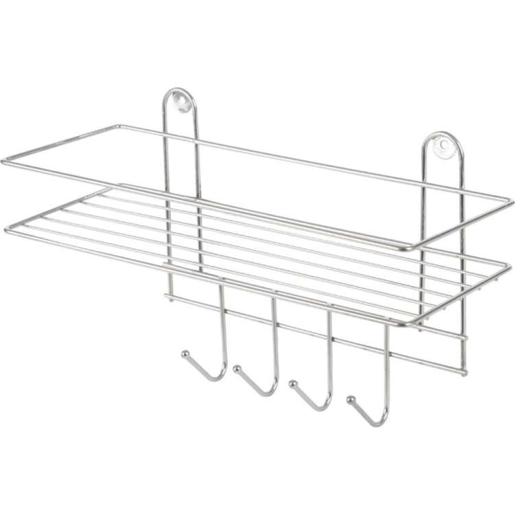 Настенная полка Рыжий кот Lecco Plus 33*12,5*21 см 4 крючка хром 310865