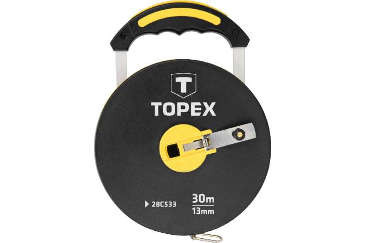 Геодезическая мерная лента Topex 30 м х 13 мм фиберглас закрытый корпус с ручкой 28C533