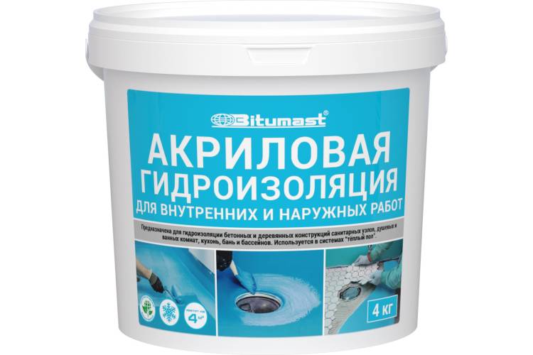 Акриловая гидроизоляция 4 кг Bitumast 4607952900400
