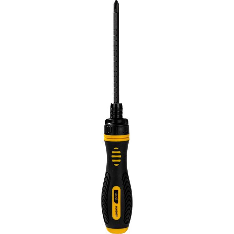 Двухсторонняя отвертка DELI DL626011 с трещоткой, PH2+SL6x180 мм 98383