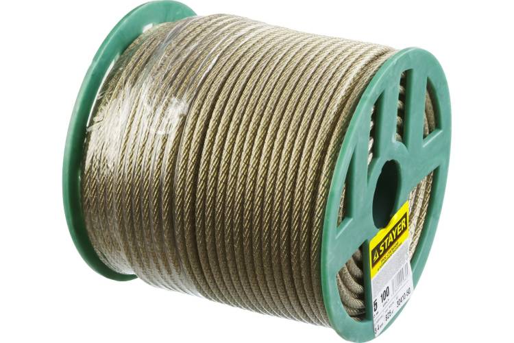 Стальной трос в полимерной оболочке STAYER d=5 мм, L=100 м 30410-50