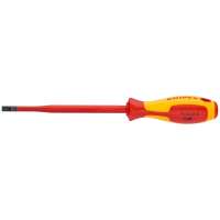 Отвертка KNIPEX SL6.5x1.2 шлицевая тонкая VDE, L лезвия 150 мм, 1000V, 2-комп. рук-ка KN-982065SL