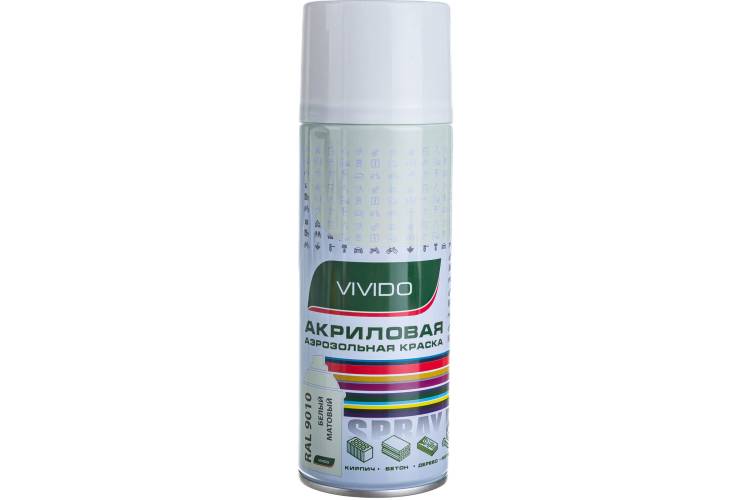 Акриловая аэрозольная краска Vivido белый матовый RAL 9010 VI9010