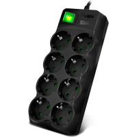 Фильтр SVEN SF-08E-16 5,0 м (8 розеток с защитными шторками,16А) черный, цветная коробка SV-021726