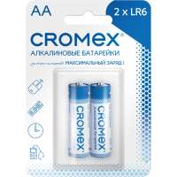 Батарейки алкалиновые Cromex пальчиковые КОМПЛЕКТ 2шт., Alkaline,АА(LR6,15А), блистер, 457128