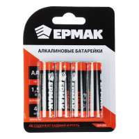 Батарейки ЕРМАК 4шт, тип AA, "Alkaline" щелочная, BL 634-006