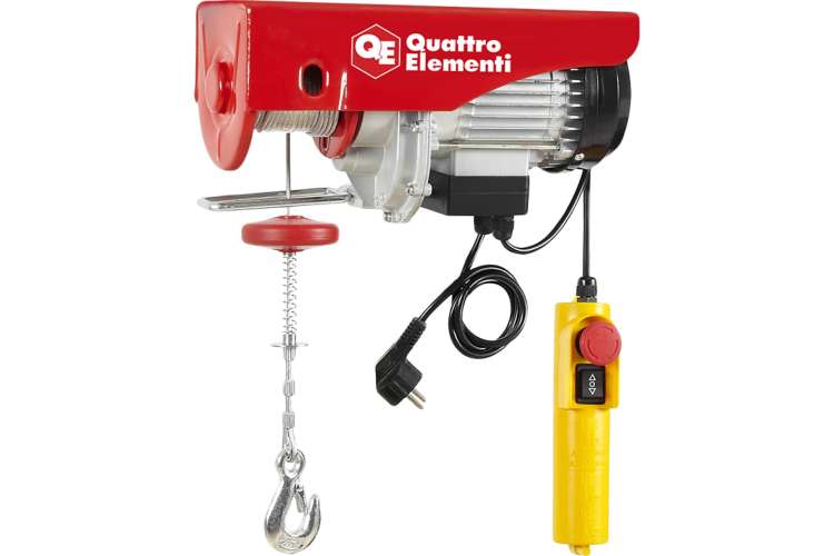 Электрическая таль QUATTRO ELEMENTI TL-500 1100 Вт, 250/500 кг, трос 12 м, блок полиспаст в компл. 793-695