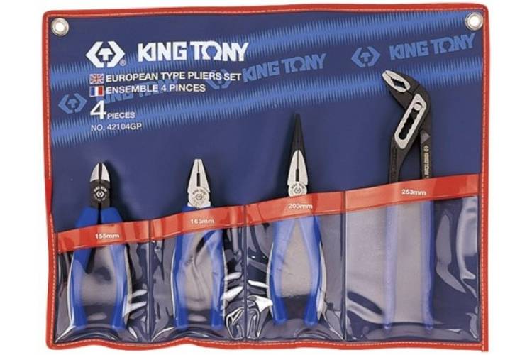 Набор пассатижей, плоскогубцев и бокорезов 4шт KING TONY 42104GP01