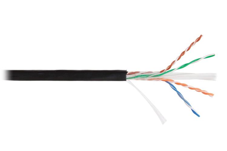 Кабель U/UTP NETLAN 4 пары, Кат.6, одножильный, медный, PE до -40C, черный, 305м EC-UU004-6-PE-BK