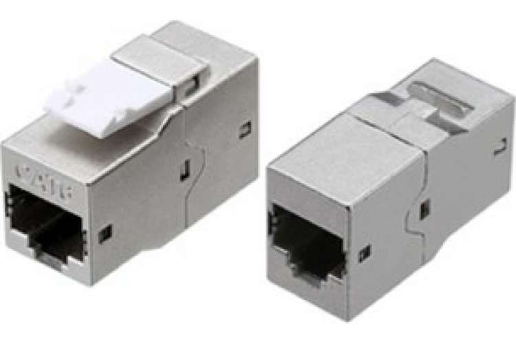 Проходной адаптер Hyperline CA2-KJ-C6-SH-BK (coupler), RJ-45(8P8C) формата Keystone Jack 444916