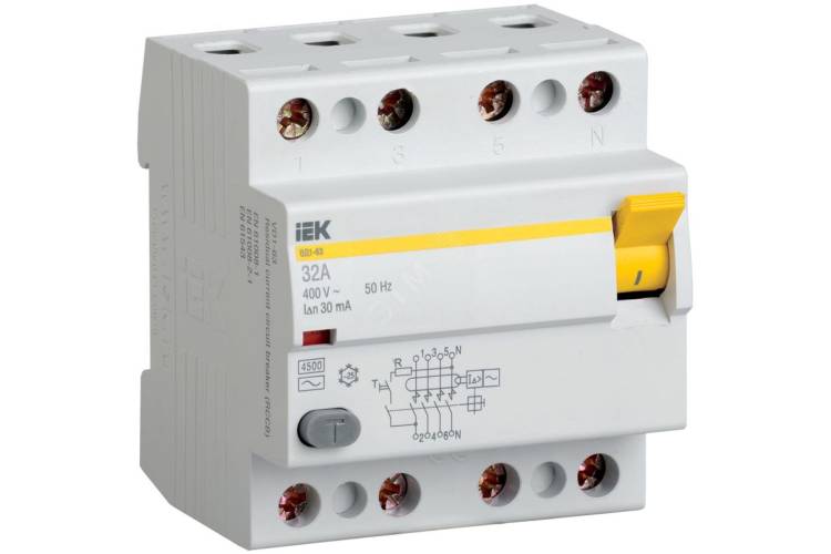 Выключатель дифференциального тока IEK 4п 32A 300mA тип AC ВД1-63 ИЭК MDV10-4-032-300