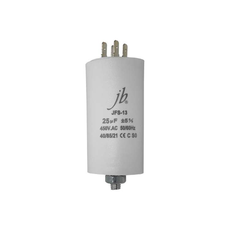Пусковой конденсатор JB Capacitors JFS-13 (клеммы+болт), 25мкФ, 450В, 40х78, JFS13A6256J000000B-156