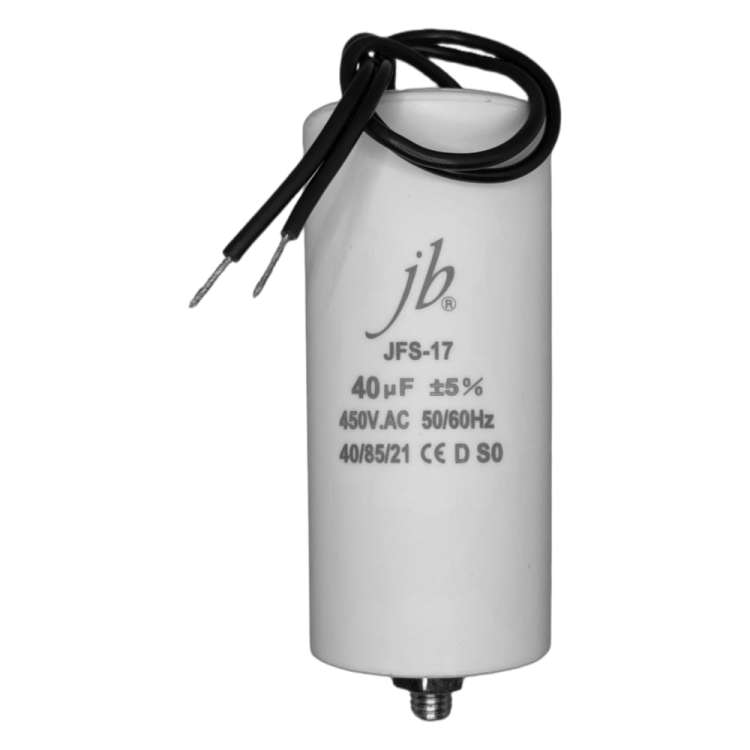 Конденсатор пусковой JB Capacitors 40мкФ, 450В, 45х98, JFS-17 (CBB60-G) (гибкие выводы+болт), JFS17A6406J000000B-321
