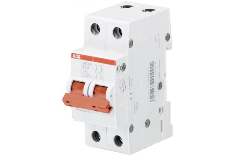 Рубильник ABB 2 полюса SD202/63 рычаг красный 2CDD282101R0063