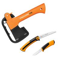 Набор Fiskars: универсальный топор Х5 + пила + универсальный нож 1057912