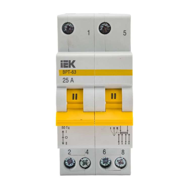 Трехпозиционный выключатель-разъединитель IEK ВРТ-63, 2P, 25А MPR10-2-025
