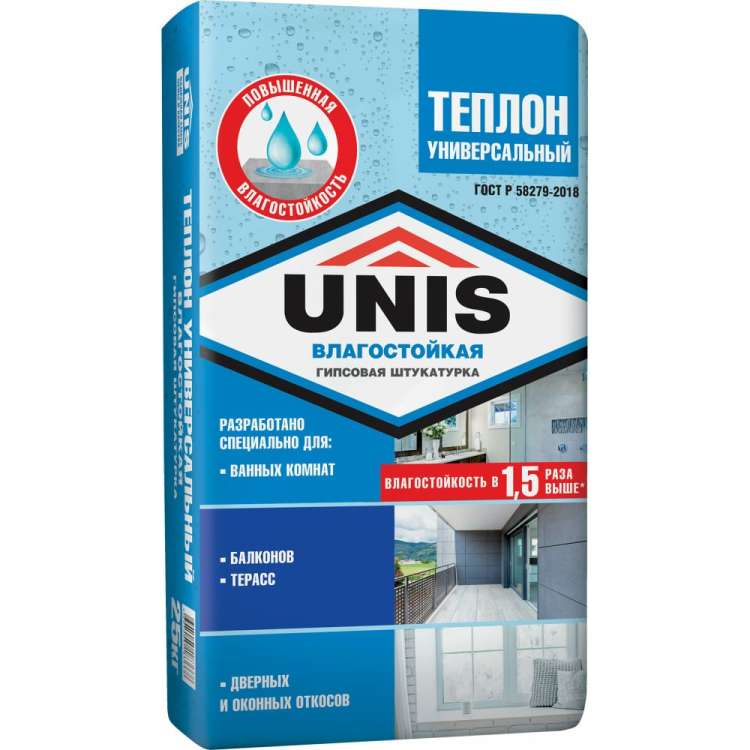 Гипсовая штукатурка UNIS ТЕПЛОН универсальный, 25 кг 4607005183668